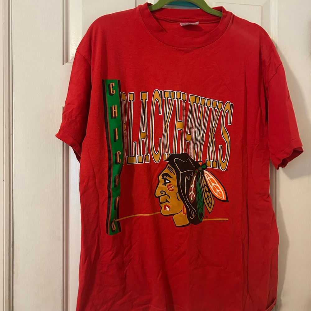 Vintage Chicago Blackhawks Red Heavyweight T-Shirt